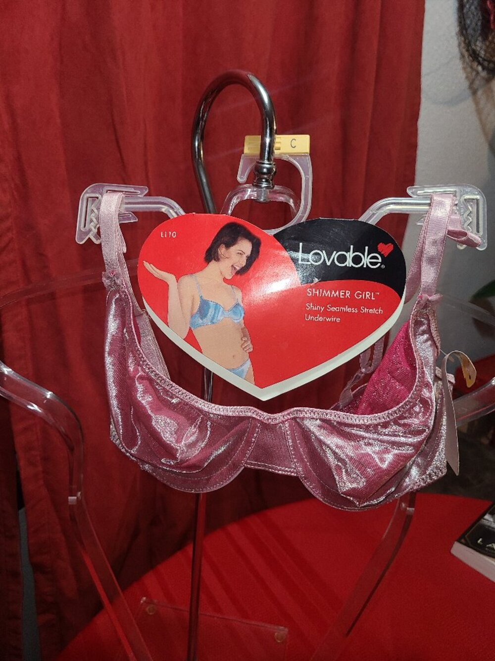VTG NWT Lovable Bra Shimmer Girl Shiny Seamless Stretch Underwire 34B Pink L110